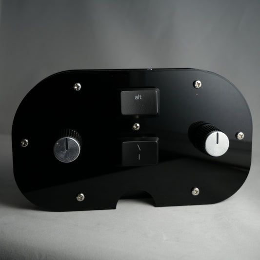 Black Black Acrylic Midi Controller with 2 Note Buttons and 2 Potentiometer KnobsAcrylic Compact Midi Controller with 1 Latching Note Button 1 Potentiometer Knob and LED (Copy)